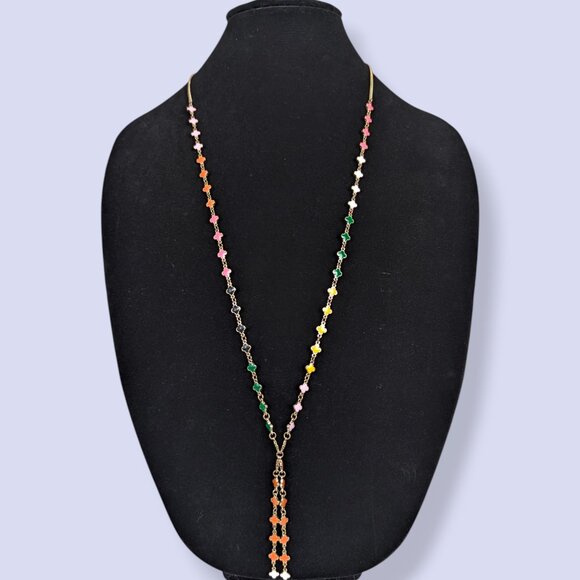 Colourful Enamel Link Dangling Necklace - Picture 1 of 5